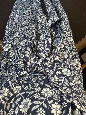 MELLODAY Navy & White Floral Tie-Waist Midi Dress thumbnail 3