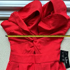 NWT Lulu’s Red Jumpsuit Romper with ruffled shoulders thumbnail 10