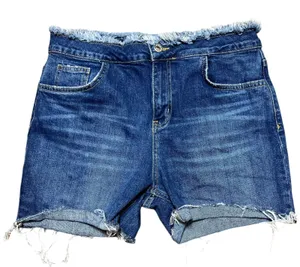 River Island Denim Cutoff Shorts Distressed Frayed Hem Blue Jeans Womens Size 12 thumbnail 1