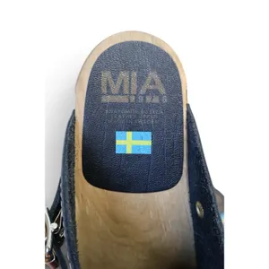 MIA Sweden Alma Clog Wooden Leather Buckle Strap Black Boho Comfort Sz 37 EU thumbnail 6