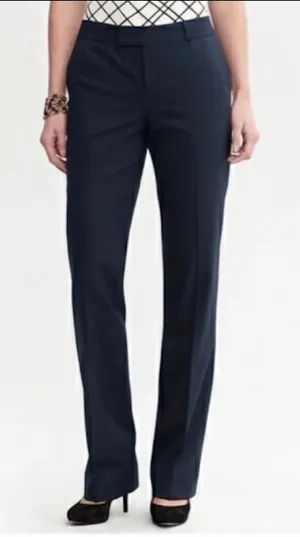 Banana Republic Navy Blue Wool Pants Lined Martin Fit Straight Leg 8 Long Tall thumbnail 1