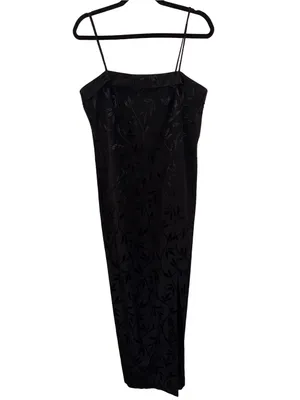 Vintage J.R. Nites by Caliendo Black Tonal Floral Jacquard Maxi Dress thumbnail 11