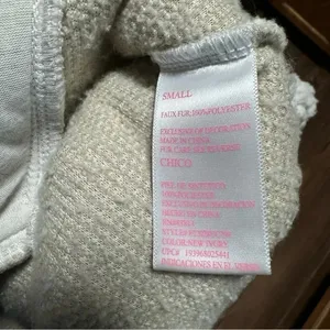 COZY SHERPA Quarter Zip White Pullover Sweater Jacket High Collar Soft Sz Small thumbnail 6