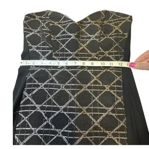 Aqua Black Geometric Jacquard Strapless‎ Sheath Dress Size S thumbnail 4