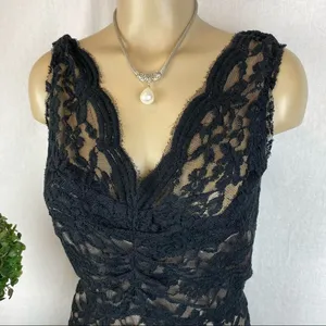 Calvin Klein Black Sheer Lace Cocktail Occassion Dress 4 thumbnail 3