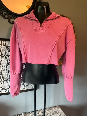 Out From Under Urban Outfitters pink cropped jacket thumbnail 1