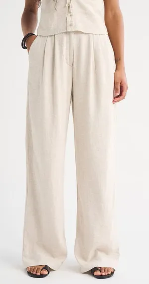 Abercrombie & Fitch Sloane Linen-Blend Wide Leg Pants thumbnail 1
