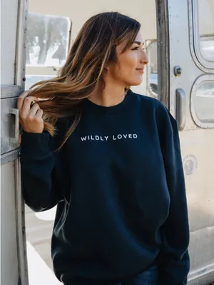 Crowned Free NWT Wildly Loved Navy Crewneck Sweatshirt Pullover - Women’s Small thumbnail 1