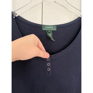 Lauren Ralph Lauren Navy Ribbed Henley Maxi Dress Minimalist Casual Chic thumbnail 3