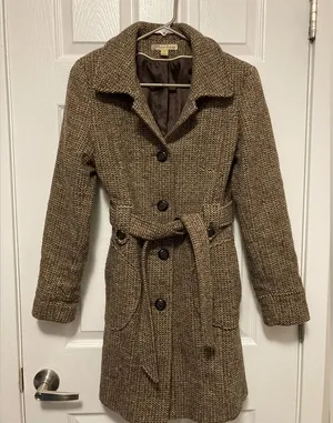 *American Rag Vintage Brown Tweed Wool Blend Pea Coat Jacket thumbnail 1