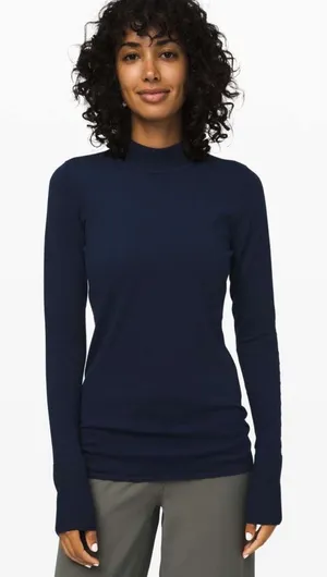 Lululemon Stand Steady Merino Wool‎ Mock Neck Sweater 6 Athleisure Classic thumbnail 1