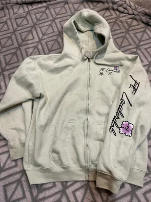 FT Lauderdale Floral Zip-Up Hoodie - Light Sage thumbnail 1