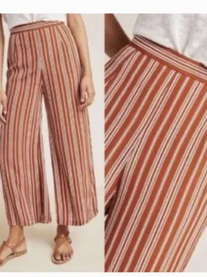 Faithful the Brand x Anthropologie Gabrielle Striped Burnt Orange Pants Sz 6 thumbnail 3