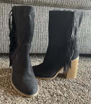 Soda Fringe Boots Heeled thumbnail 1