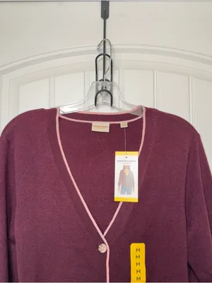 Scotch‎ Soda Amsterdam Medium Burgundy Pink Lined Preppy Cardigan Grandpacore thumbnail 4