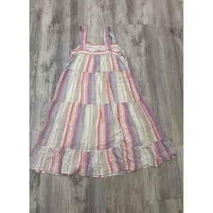 Rails Amaya‎ Juliette Stripe Tiered Linen Blend Midi Dress Pink Purple Medium thumbnail 5