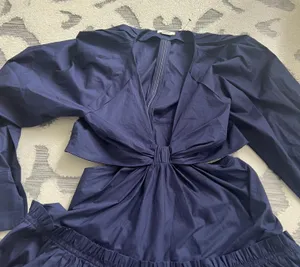Jason Wu Navy Blue Long Sleeve Cutout Knot Fit & Flare Dress Size Small NWOT thumbnail 3