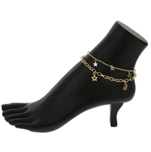 Gold Plated Stars & Moon Charm Anklet thumbnail 2
