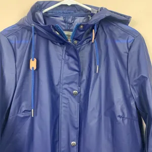 Levi's Blue Rain Jacket Trench Coat Hooded XS Long Line Snap Buttons Waterproof thumbnail 6