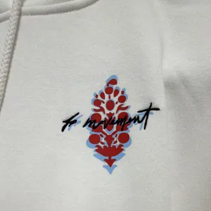 Free People White Graphic Logo Pullover Fleece Hoodie Sweatshirt Size L thumbnail 2