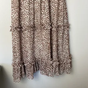 1.State‎ Animal Print Chiffon Smocked Mock Neck Dress in Brown Taupe thumbnail 7