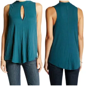 Free People We The Free Faye Ribbed Tank Top Emerald Green Cotton Modal Sz L thumbnail 2