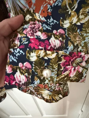 Zara Floral Longline Blazer in Pink, Green, Gold & Navy medium thumbnail 4