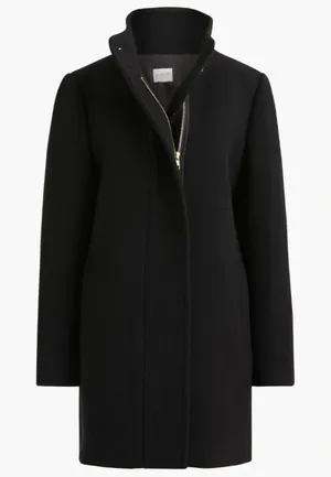 J.Crew Factory | City Coat with Button Neck Black Wool Blend | Sz 10P thumbnail 1