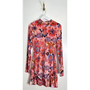 FREE PEOPLE Della Burnout Velvet Mini Dress in Fruit Punch Combo Size Large thumbnail 7