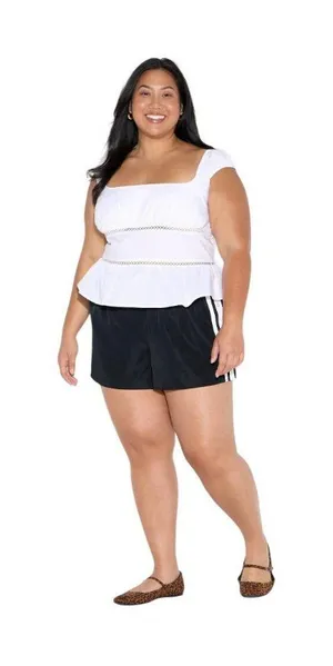 NWT Wild Fable Womens Cap Sleeve Squareneck Peplum Top 94454463 White XS thumbnail 1