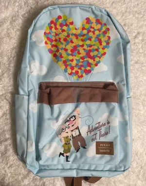 Loungefly Disney Pixar Up Carl & Ellie Canvas Backpack Light Blue Brown NEW thumbnail 1