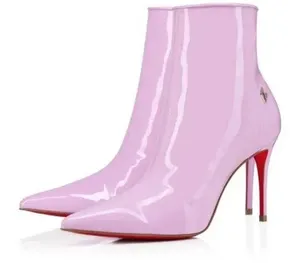 Christian Louboutin Kate Booty 85 Patent Leather Ankle Boots Pinkador EU 38 thumbnail 1