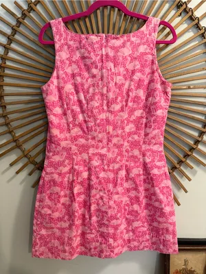 Vintage Lilly Pulitzer White Tag Pink Flamingo Dot Print Logo Mini Dress H2F thumbnail 7