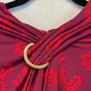 NWT‎ LIZ CLAIBORNE Women’s Career Blouse 3X Magenta Scroll Long Sleeve Stretch thumbnail 6