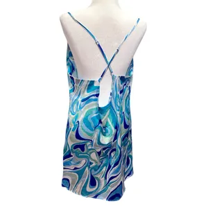 Cupshe Crystal Beach Row Dress Marble Criss Cross Blue Green Slip Dress XL thumbnail 6
