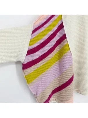 Free People Susie Swit Oversized Pullover Sweater M Mockneck Colorful Striped thumbnail 12