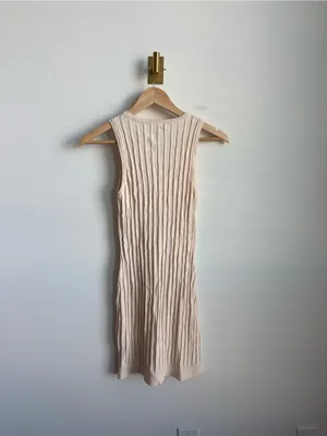 Anthropologie Jacquie The Label Textured Ribbed Knit Fitted Mini Dress Ivory Small thumbnail 8