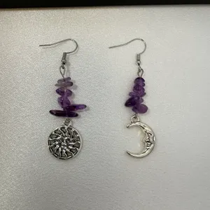 Asymmetry Moon Sun Dangle Drop Earrings for Women thumbnail 1
