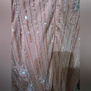New Mac Duggal Pink Embellished High Neck Illusion Long Sleeve Gown - Size 14 thumbnail 6