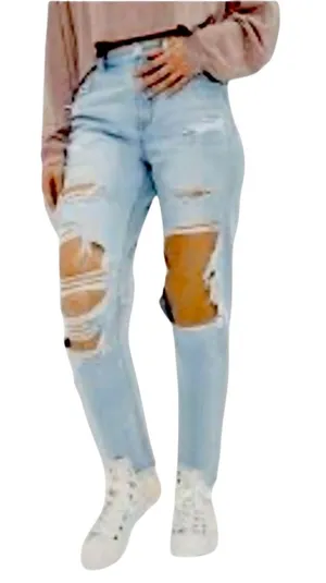 American Eagle Distressed Mom Jeans Size 0 | Ripped Straight Leg | 90s Y2K thumbnail 1