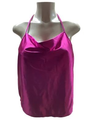 Wild Fable Size Medium Fuchsia Satin Cowl Neck Halter Camisole thumbnail 1