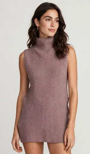 Wilfred Women's M Dusty Rose 100 Wool Sleeveless Turtleneck Sweater Side Slit thumbnail 1