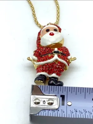 Red Crystal Santa Claus Christmas Necklace thumbnail 7
