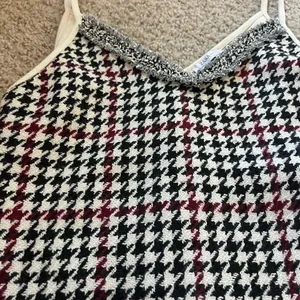 Zara Black and White Houndstooth Camisole with Red Accents. Never worn thumbnail 3