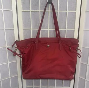 JPK Paris 75 Designer‎ Minimalist Canvas Carry Travel Red Crimson Tote Bag Purse thumbnail 1