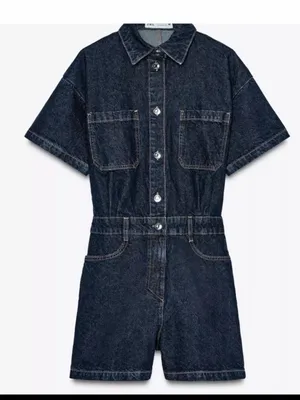 Zara Dark Blue Denim Romper thumbnail 6