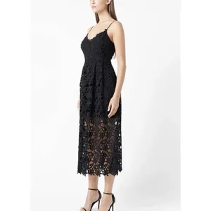ASTR The Label Black Lace Midi Dress Spaghetti Strap Size M thumbnail 2