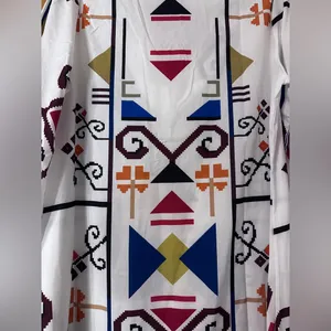 Aztec Patterned White Maxi Dress thumbnail 3