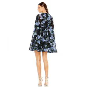 IEENA for MAC DUGGAL Floral Cape Mini Shift Dress 2 thumbnail 2