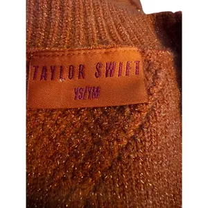 Taylor Swift “Life of a Showgirl” Cardigan Orange Sparkly Cable Knit XS/SM thumbnail 5